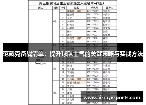 范戴克备战清单：提升球队士气的关键策略与实战方法