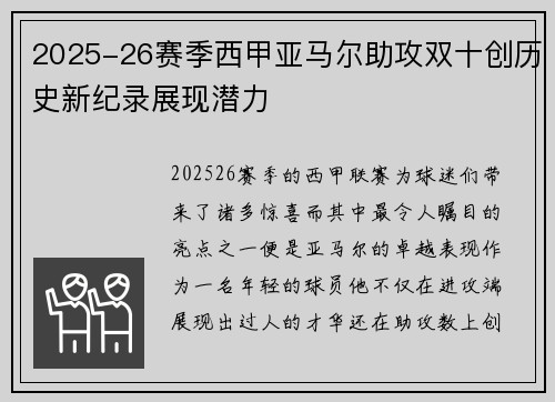 2025-26赛季西甲亚马尔助攻双十创历史新纪录展现潜力 2025-26赛季西甲亚马尔助攻双十创历史新纪录展现潜力